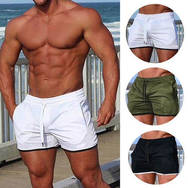

summer 2019 new short pants men fashion solid color gym pants men beachwear leisure shorts trousers for clothing plus size, White;black