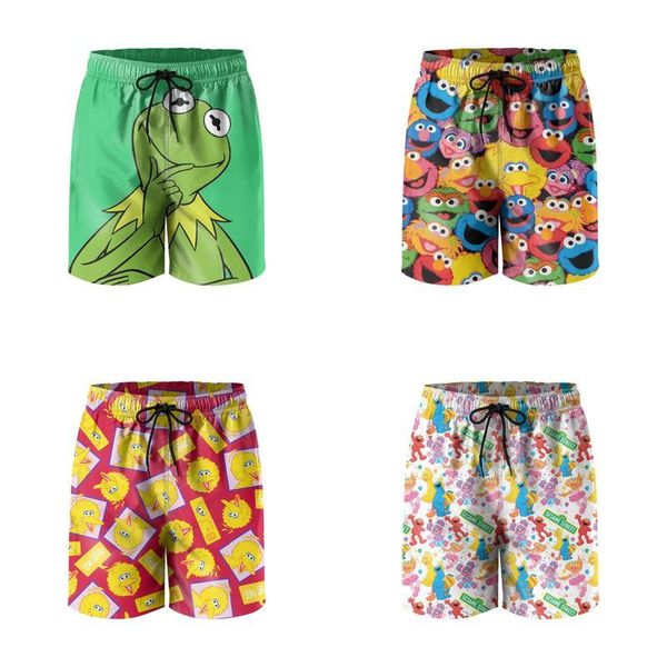

mens swim trunks kermit the frog thinking sportsjogger shorts beach board funny swimwear sesame street avatar stacking big bird red elmo