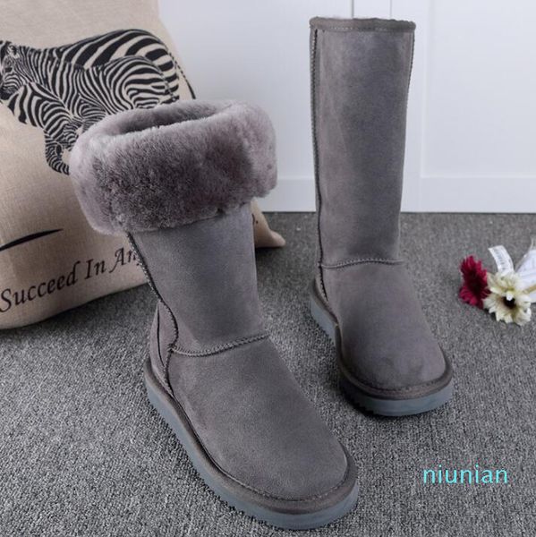 Heißer Verkauf - Klassische hohe Damenstiefel Damenstiefel Schnee Winterstiefel Lederstiefel Drop Shipping