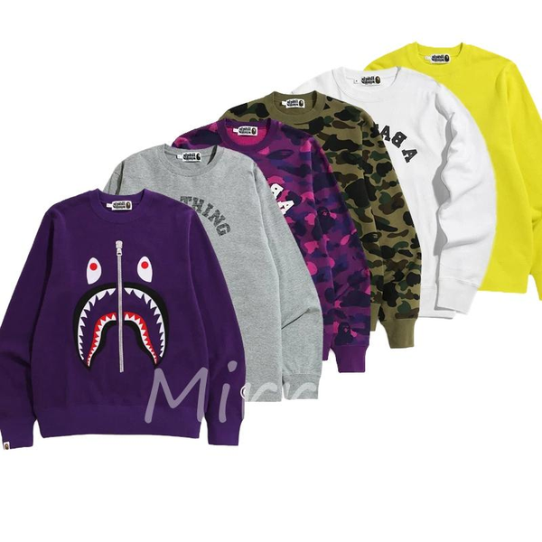 

japan-style shark camouflage print sweatshirts a big head bathing ape men women spring thin female loose hoodies casual couple jacket 2abc#, Black;white