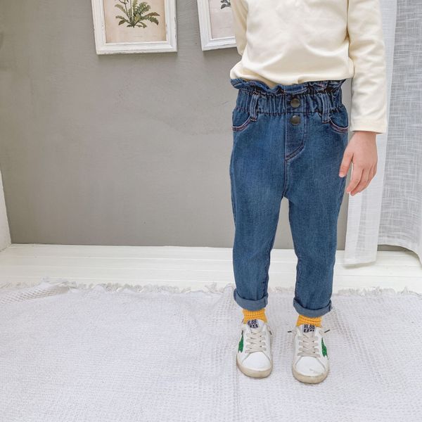 

children's and children's wear jeans clothing girl bud stretch jeans baby 2019 autumn all-match pants n566, Blue