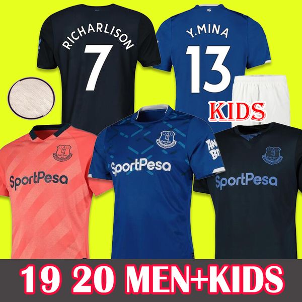 

men + kids 19 20 everton soccer jersey football shirt kean richarlison sigurdsson andré gomes keane bernard walcott cenk tosun delph kits, Black;yellow