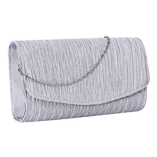 

women wedding party crossbody chain strap satin purse cover solid buckle handbag shoulder clutch