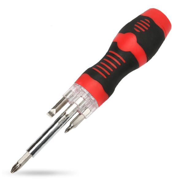 

multifunction screwdriver tool 5 bit heads tpr handle with led light lad-sale