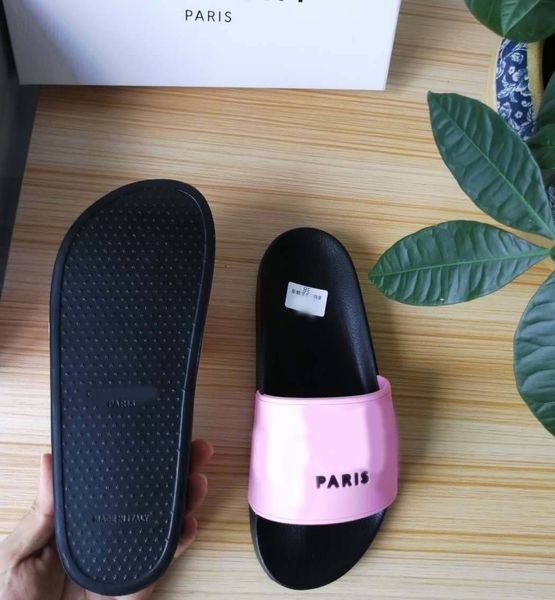 

designer shoes men colorful rubber beach slipper fashion women indoor casual slippers rubber sole slide sandals size:35-45 with box gv5, Black