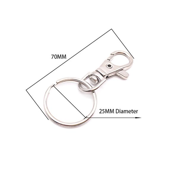 

20pcs/lot 25mm diameter nickel plated open keyring split spring ring keychain women handmade diy keychains making accessories, Silver