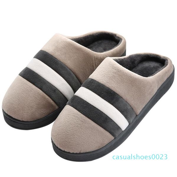 

2018 new winter warm slippers men flat indoor solid plush masculino fashion cotton slipper c23, Black