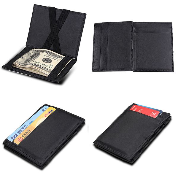

genuine leather fold over coin purses money clipper men women business card wallet mini cowhide wallets creative banknote pocket, Red;black