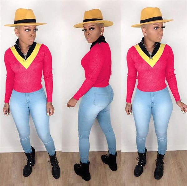 

female tees casual ladies zip neck autumn womens designer panelled tshirts fashion striped printed slim, White