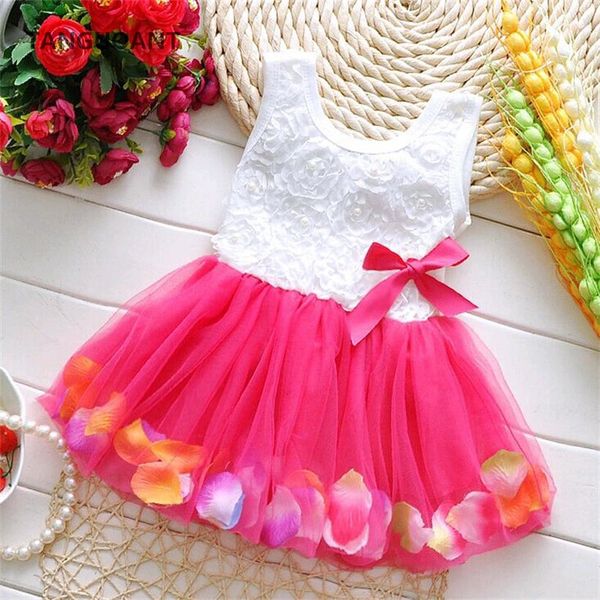 

kids baby girls beautiful dress yellow summer baby mini flower girls dress princess sleeveless tutu red pink, Red;yellow