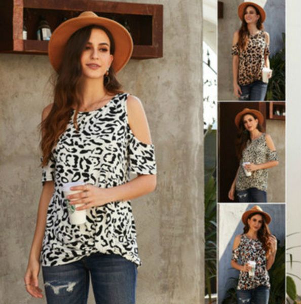 

womens fashion leopard short t-shirt ladys vogue print women leisure t-shirt lady daily clothing t-shirt 2020 summer new style, White
