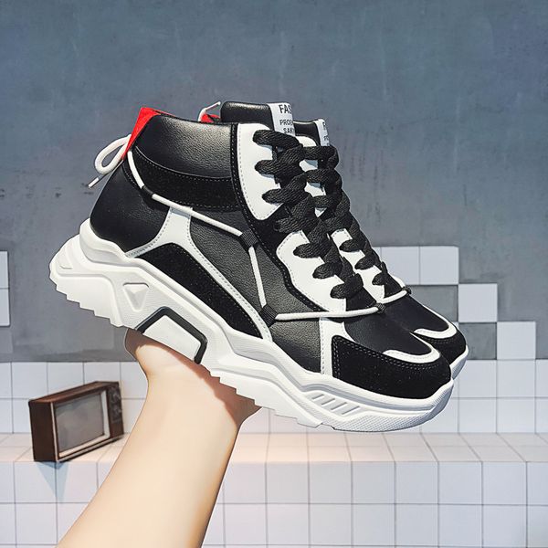 

white casual shoe for mens womens red men platform sneakers leather sport shoes lace up outdoor runner trainer walking shoes, Black
