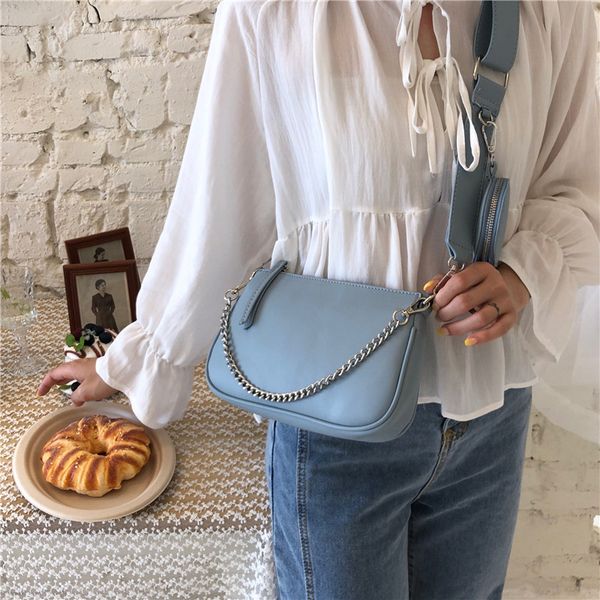 

vintage women armpit bag wide strap shoulder bag female chain messenger leather ladies purses and handbags