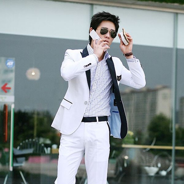 

99 costume men's clothing formal white suit stage clothes nz039 dress, White;black