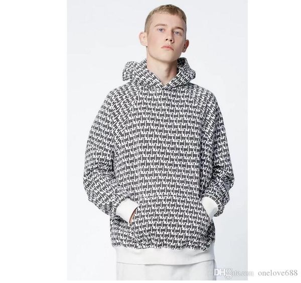 

shopping2020 american new popular logo loose-fitting fleece hoodie monochrome hoodie fabric hoodie men and women s~xl, Black