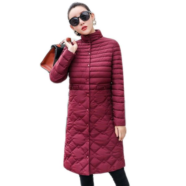 

2018 middle-aged women winter long cotton jacket coat 5xl korean down jacket lightweight female cotton for women a372, Tan;black