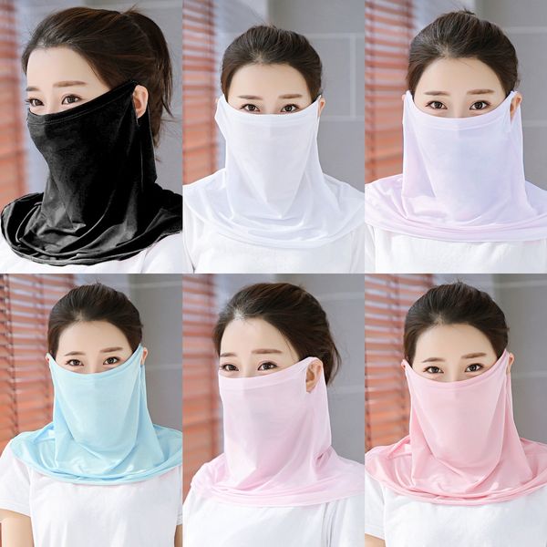 

jhumq защита от солнца шеи лица дышащий женский шарф маска весна и лето велоспорт уф защита маска шарф тонкая вуаль маленькая шелковая маска, Black