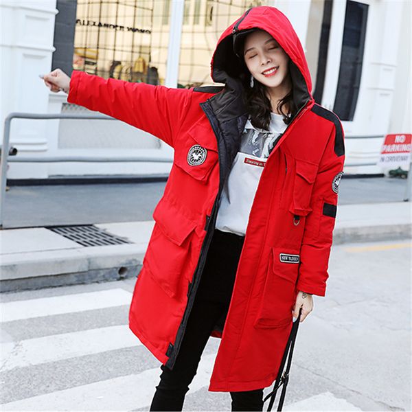 

cotton clothing jacket female 2019 winter fashion new thickening tooling hooded loose warm cotton clothing coat tide hhh0030, Tan;black