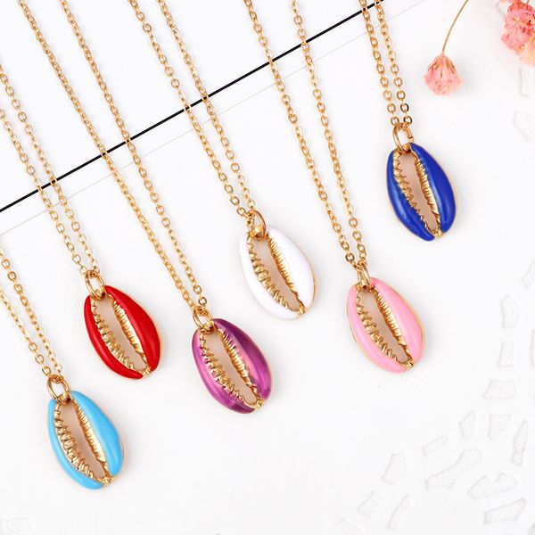 

2019 new fashion gold color alloy cowrie shell necklace for women conch chain pendant necklace summer jewelry starfish collar, Silver