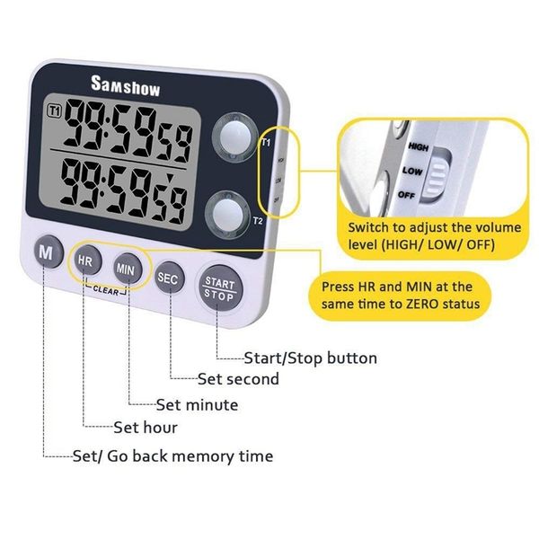 

digital kitchen timer magnetic back,cooking timer,large display loud alarm count-up & count down for cooking baking sports games other kitch