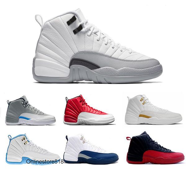 

new 12 12s xii mens womens basketball shoes ovo white gs barons taxi flu game playoffs flint grey french blue sneakers