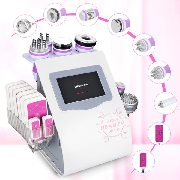 

can customized logo 9 in 1 ultrasonic cavitation rf vacuum pn microcurrent facial care beauty machine with touch screen