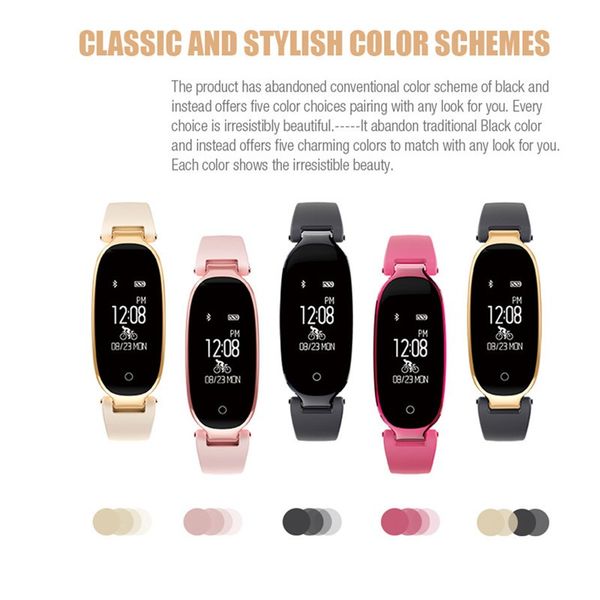 

s3 smart fashion bracelet dynamic heart rate information push remote control self-timer sleep analysis smart bracelet, Slivery;brown