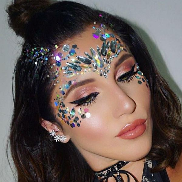 

mrwonder new women fashion acrylic rhinestone glitter sticker face & body temporary tattoo, Silver