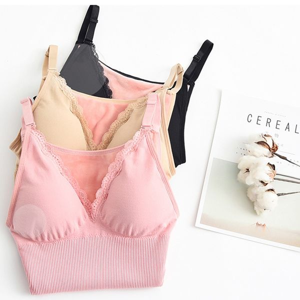 

2019 new lingerie chest up thermal under cloth slimming tank women thinken velvet lace camisoles& tank, Black;white
