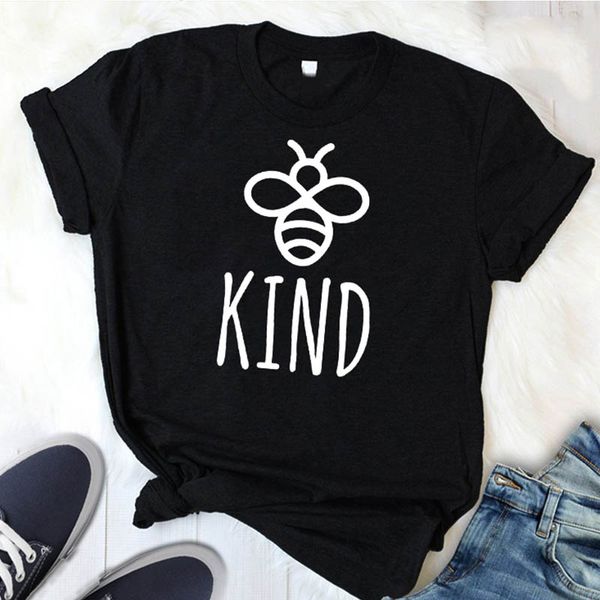 

be kind letter print women t shirt cotton harajuku save the bees graphic 90s grunge plant these funny t-shirt women drop, White