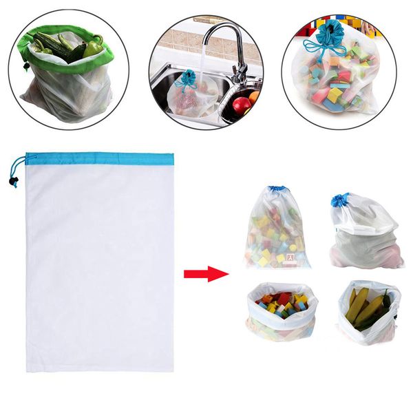 

reusable mesh produce bags for fruit vegetable washable eco friendly bags toy storage pouch grocery sundries organizer handbag