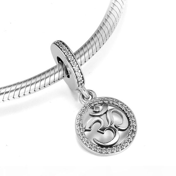 

2018 autumn 925 sterling silver jewelry om symbol dangle charm beads fits bracelets necklace for women jewelry making, Bronze;silver