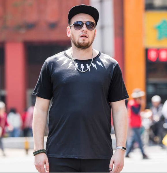 

summer mens designer t-shirts thunder print new fashion mens breathable loose plus-size mens t-shirts, White;black