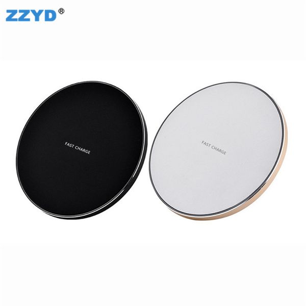 

zzyd q3 wireless fast charger светодиодные зарядки qi 10w smooth металла быстрое зарядное устройство для iphone pad samsung huawei xiaomi