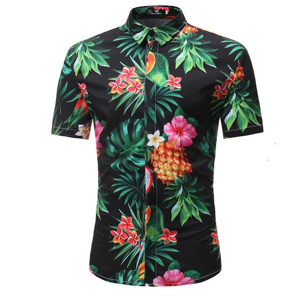 

new door shirt hawaii men's leisure men's shirt printed 13 colors beach sleeve shorts 3xl, White;black