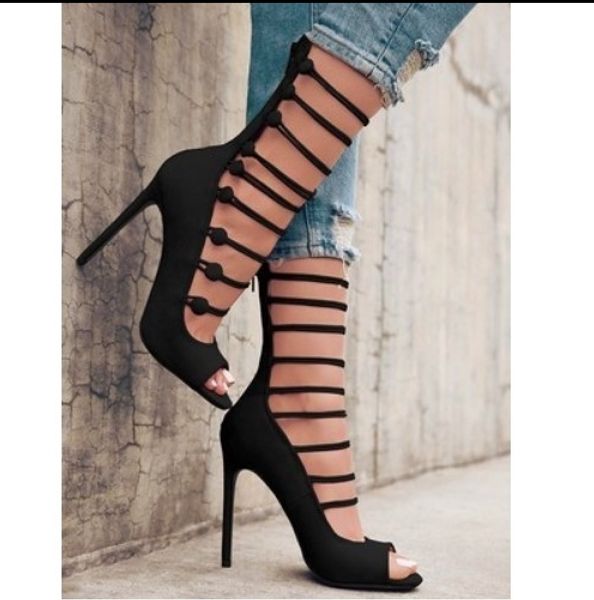 

new fashion personality wild lace high heel large size ladies high heels wild temperament women's boots, Black