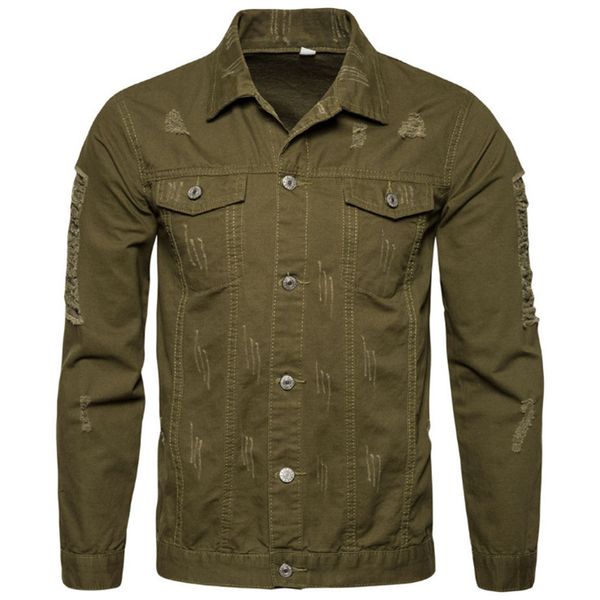 

men's jackets cotton jacket men casual army green fashion hole style coats spring autumn slim black male, Black;brown