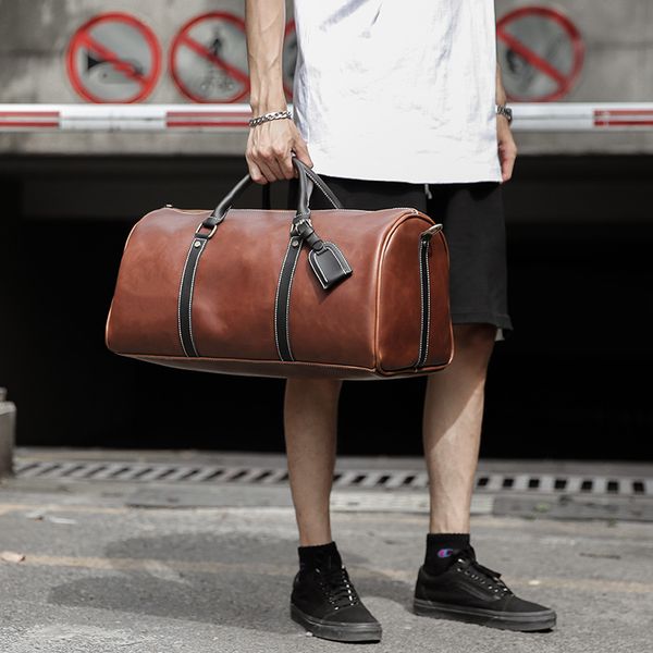 

tidog body-building retro mad horse leather men's travel bag