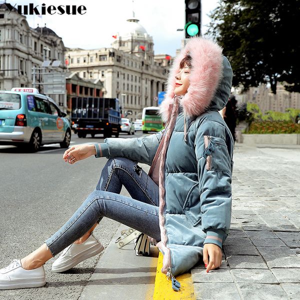 

2018 winter jacket women cotton wadded fur hooded coat casual ladies velvet warm parkas women winter coats jaqueta feminina, Black