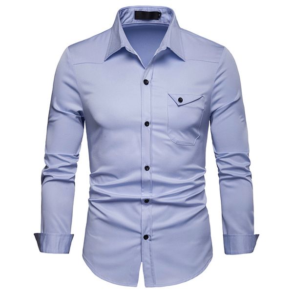 2021 Mens Dress Shirts Business Casual Long Sleeved Single Breasted ...