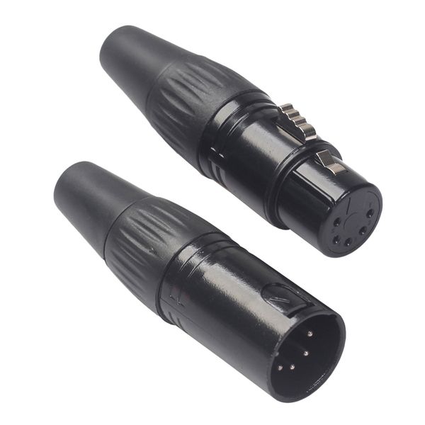 

5 pin xlr male & xlr female microphone connector adapter black