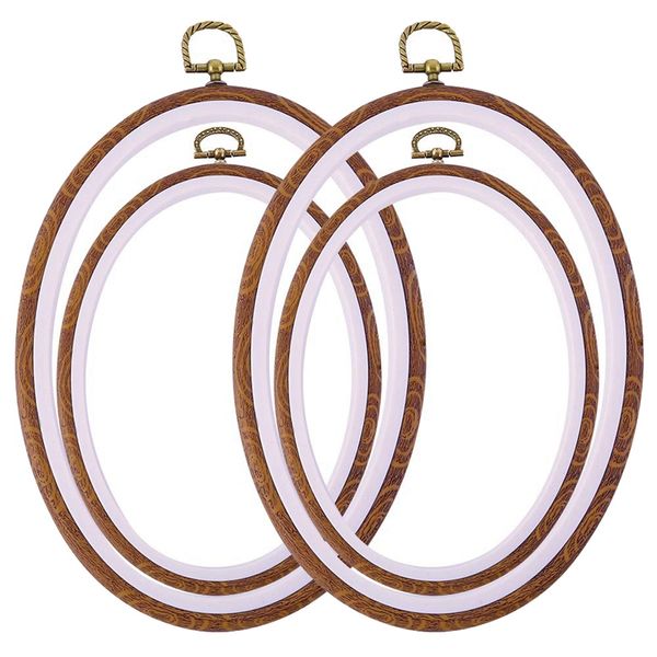 

4 pcs embroidery hoops set cross stitch hoop ring imitate wood display frame oval hand embroidery kits for art craft sewing, Black