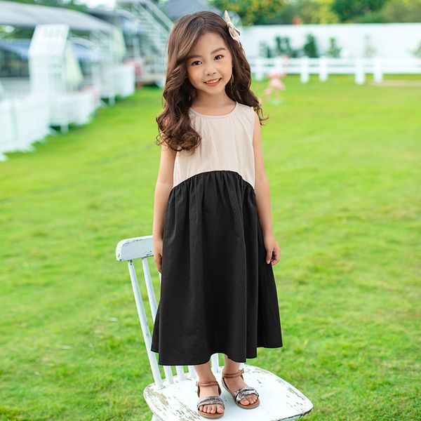 

2020 new girl dress girls baby long girl dress cotton kids summer summer kids patchwork, Red;yellow