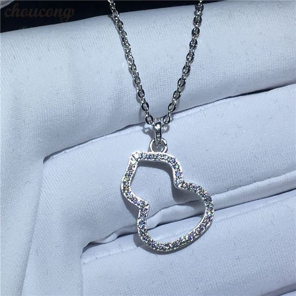 

choucong gourd shape necklace for women bridal 5a zircon cz real 925 sterling silver wedding pendant with necklace jewelry