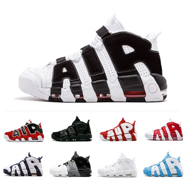 

us 5.5-13 air more 96 qs olympic mens basketball shoes sup airs 3m scottie pippen gym red uptempo men women sports sneakers, White;red