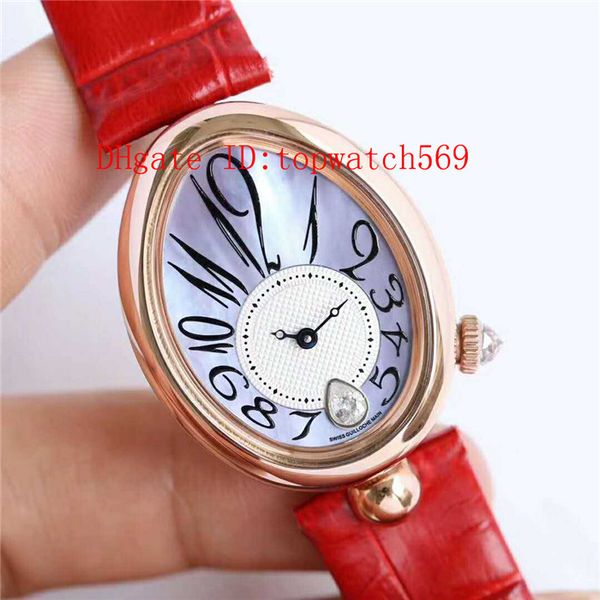 

rose gold oval reine de naples diamond womens watch lady watches cal.537/3 automatic mechanical mother-of-pearl dial sapphire crystal, Slivery;brown