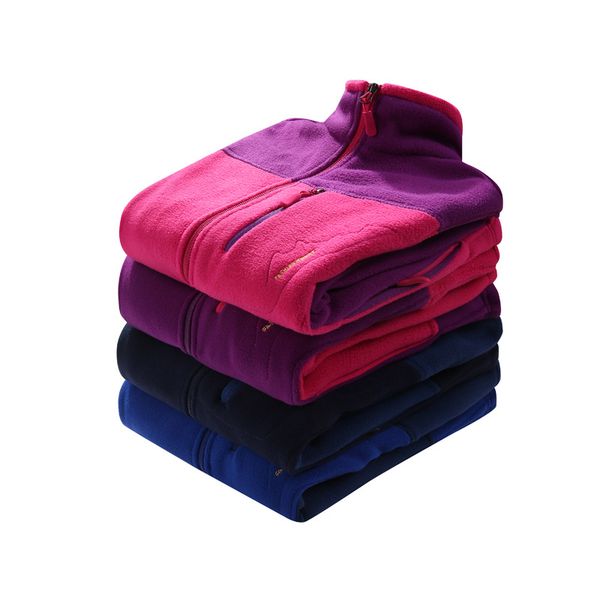 

outdoor fleece men's and women's autumn and winter thick preserving polar fleece jacket fashion stitching fleece jacket