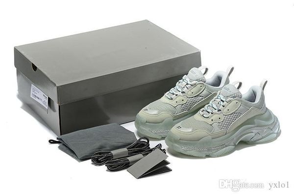 

2020 новых роскошного париж тройной 3,0 кристалл днище vintage высота мужская мод платформа кроссовки женщина красная золотые серые дизайнер, Black