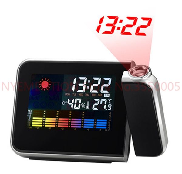 

fashion attention projection digital weather lcd snooze alarm clock projector color display led backlight 20pcs