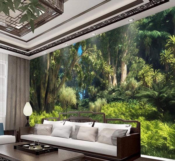 

wall mural p wallpaper medieval hand drawn tropical rainforest plant landscape background wall painting